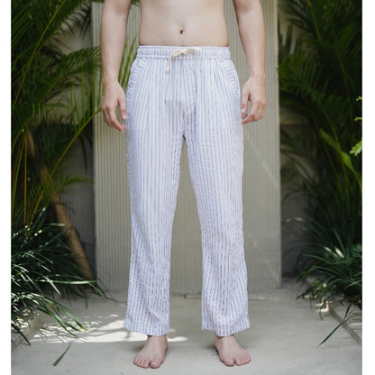 BEACHWELL Celana Panjang Pria Linen Stripes Garis Katun - Bozzaline Trouser Pants Series All Varians