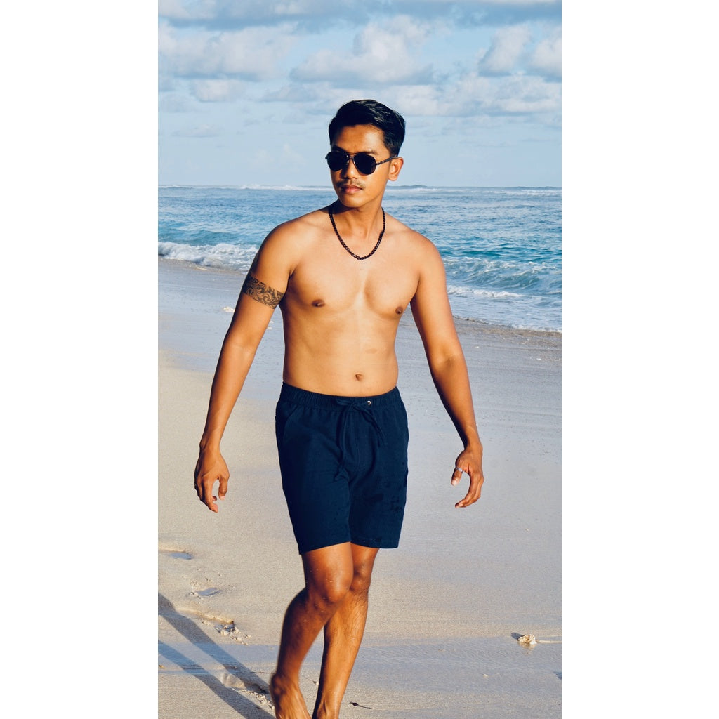 BEACHWELL Celana Pendek Pria Linen Katun - Canggu Series - warna Biru Navy