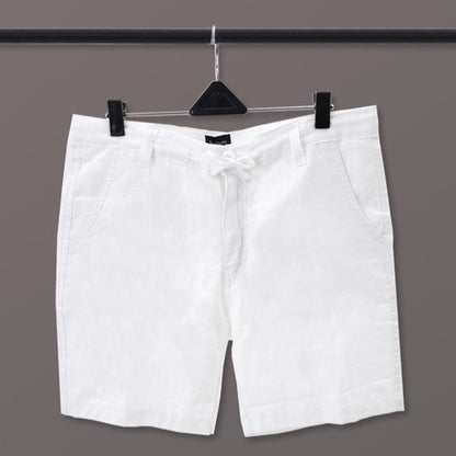 BEACHWELL Celana Pendek Pria Linen Rayon - White Putih