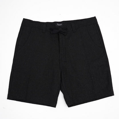 BEACHWELL Celana Pendek Pria Linen Rayon Polos - Hitam Black